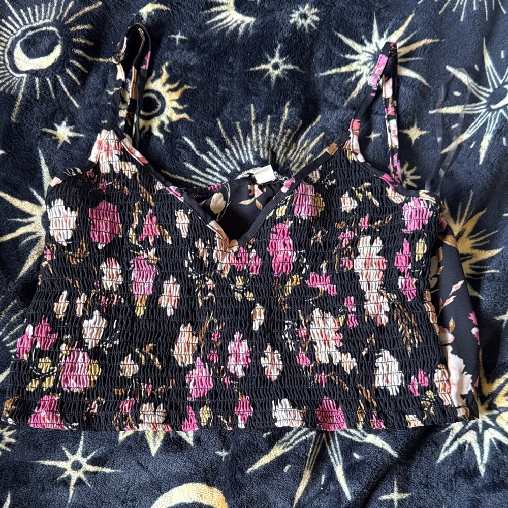 Inspired Hearts Black and Pink Floral Camisole